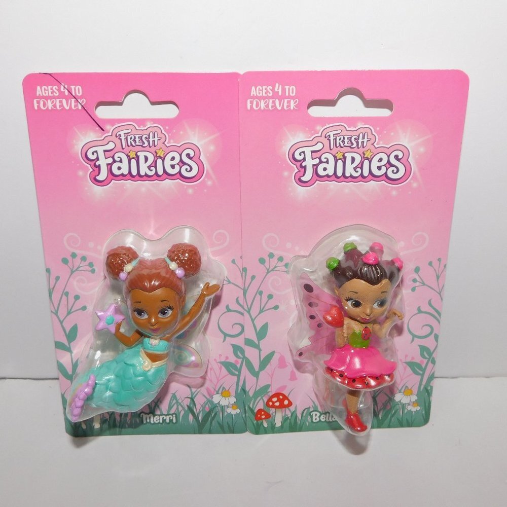 Set 2 Dr Lisa FRESH FAIRIES  Merri Bella Rose 3" Dolls with Key Chain Clip New